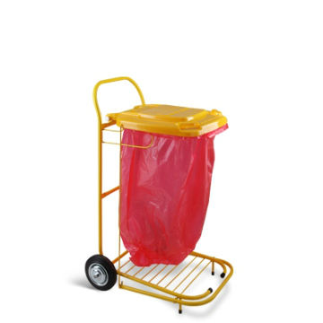Стойка-тележка для сбора медицинских отходов и транспортировки отходов в мягкой упаковке внутри лечебного учреждения.